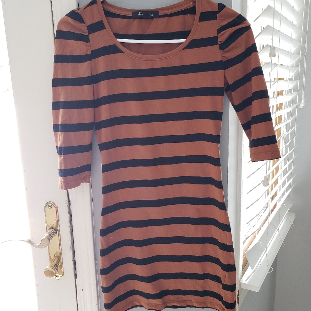 Brown dress with black stripes